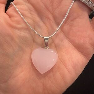 Pink Heart Pendant Necklace on a 20” 925 Sterling Silver Chain